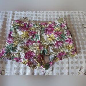 H&M High Waist Floral Women's Shorts - Pink, Green, Yellow